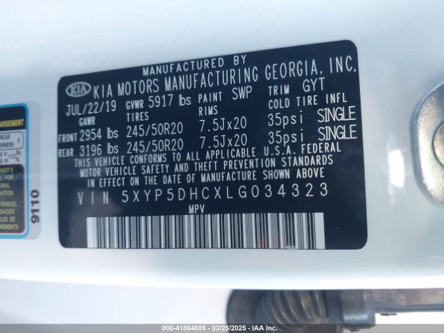 5XYP5DHCXLG034323 KIA Telluride Sx