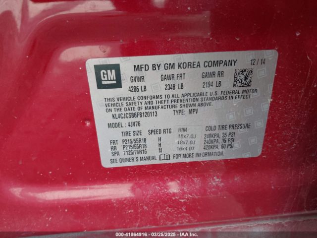 KL4CJCSB6FB120113 Buick Encore Leather