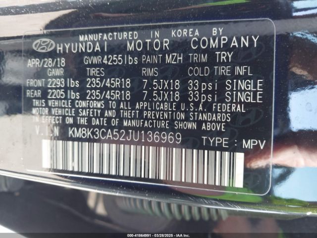 KM8K3CA52JU136969 Hyundai Kona Limited
