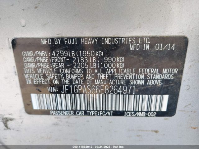 JF1GPAS66E8264971 Subaru Impreza 2.0i Sport Limited
