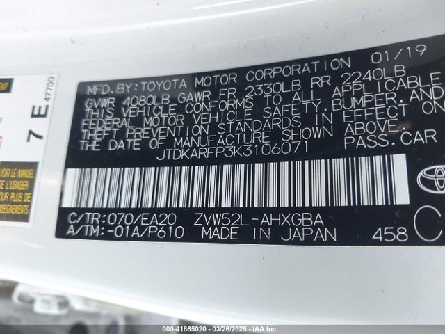 Toyota Prius Prime Premium 2019 JTDKARFP3K3106071 Image 9