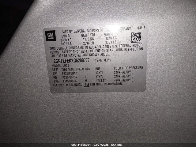 2GNFLFEKXG6288777 Chevrolet EQUINOX LT