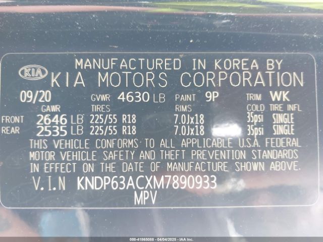 KNDP63ACXM7890933 KIA SPORTAGE S