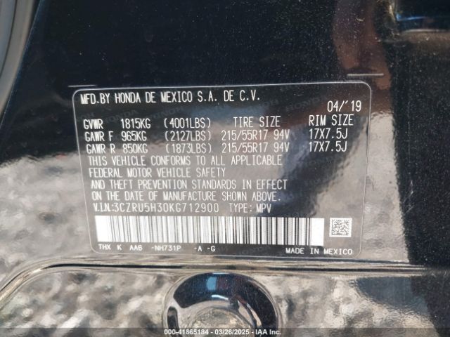 3CZRU5H30KG712900 Honda HR-V LX