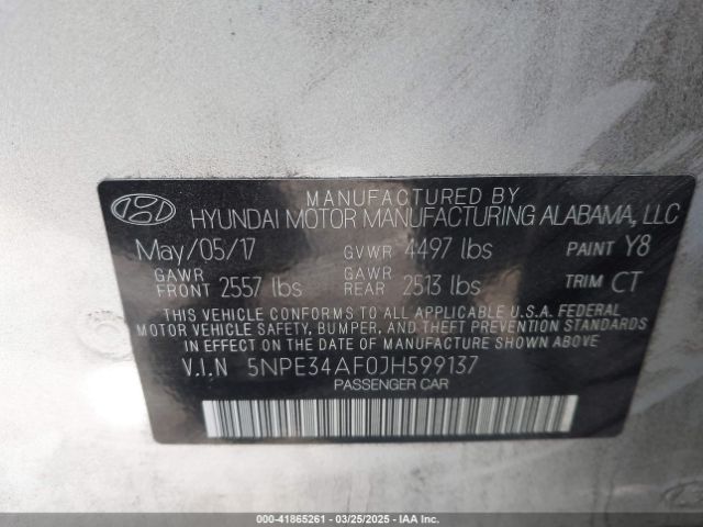 5NPE34AF0JH599137 Hyundai Sonata Sport