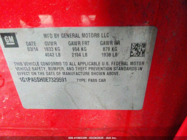 1G1PA5SH0E7329591 Chevrolet Cruze Ls Auto