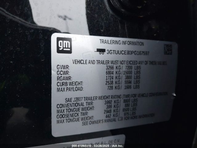 3GTUUCE80PG167597 GMC Sierra 1500 4wd  Short Box Elevation With 3sb