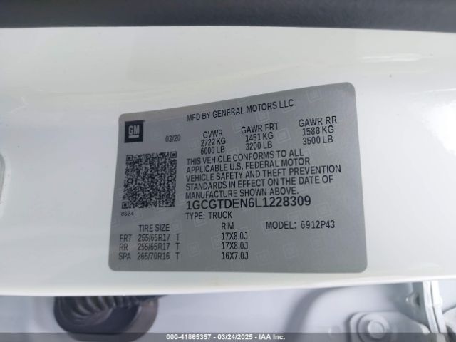 1GCGTDEN6L1228309 Chevrolet Colorado 4wd  Short Box Z71