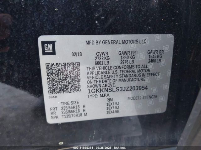 1GKKNSLS3JZ203954 GMC Acadia Sle-2
