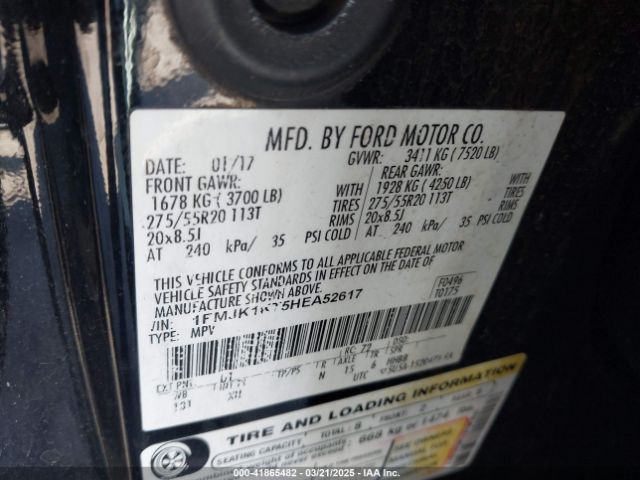 1FMJK1KT5HEA52617 Ford Expedition El Limited