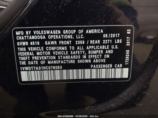 1VWDT7A31HC076053 Volkswagen Passat 1.8t R-line