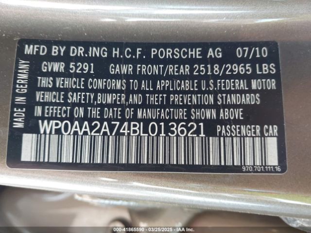 2011 PORSCHE PANAMERA WP0AA2A74BL013621 Photo 8