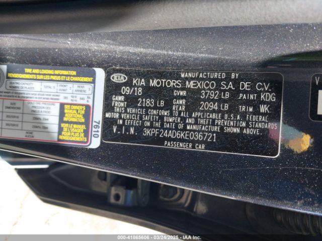 3KPF24AD6KE036721 KIA Forte Lxs