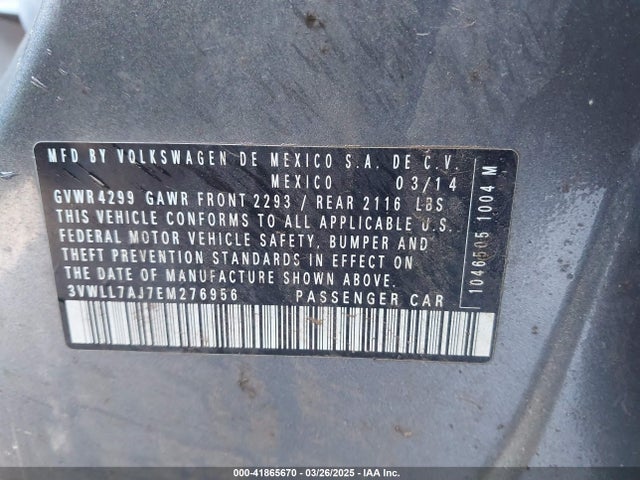 3VWLL7AJ7EM276956 Volkswagen JETTA TDI