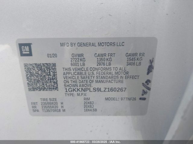 1GKKNPLS9LZ160267 GMC Acadia Fwd Denali
