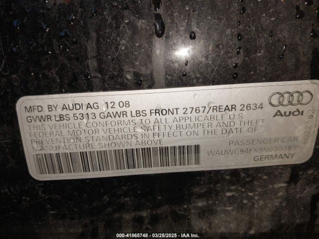 2009 AUDI A6 WAUWG94FX9N030385 Photo 8
