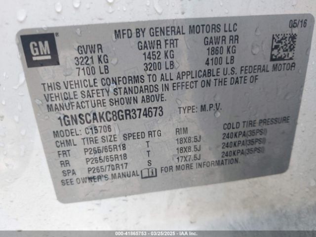 1GNSCAKC8GR374673 Chevrolet Tahoe Ls