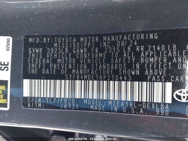 5YFB4MDE1RP210443 Toyota COROLLA LE