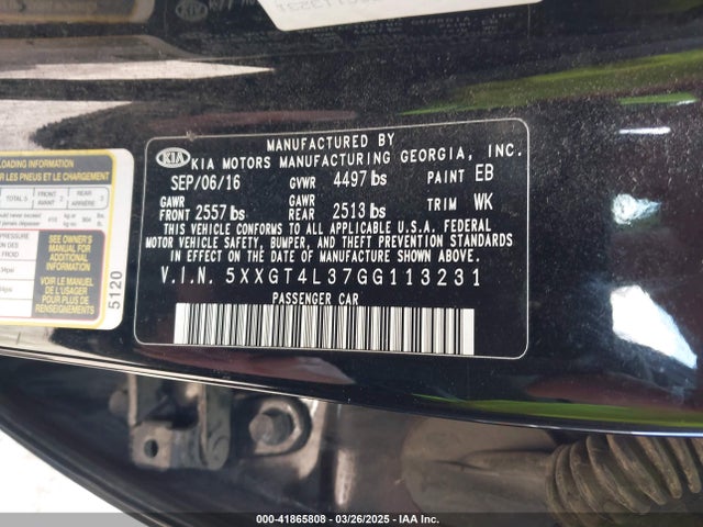 5XXGT4L37GG113231 KIA Optima Lx
