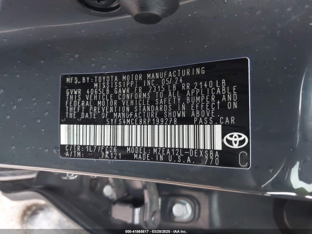5YFS4MCE8RP199278 Toyota COROLLA SE