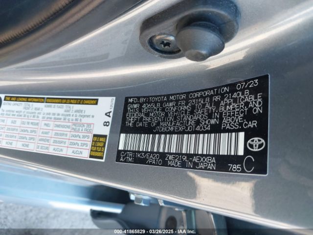 JTDBCMFEXPJ014034 Toyota Corolla Hybrid Xle