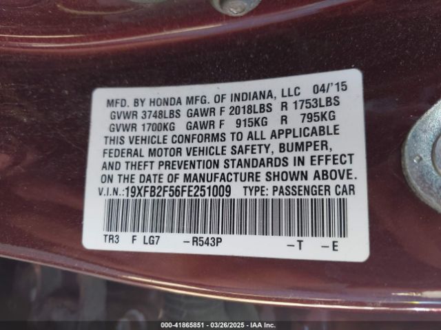 19XFB2F56FE251009 Honda Civic Lx