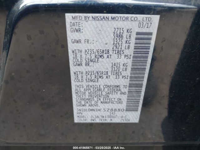 5N1DL0MN3HC528880 Infiniti QX60