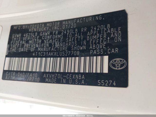 4T1C31AKXLU527708 Toyota Camry Le Hybrid