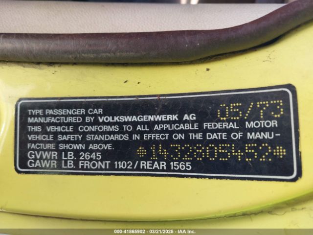 1973 VOLKSWAGEN KARMANN GHIA 1432805452 Photo 8