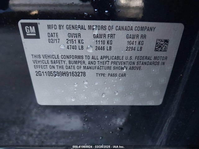 2G1105S39H9163278 Chevrolet IMPALA 1LT