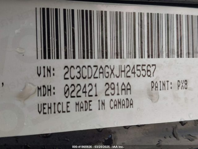 2C3CDZAGXJH245567 Dodge Challenger Sxt
