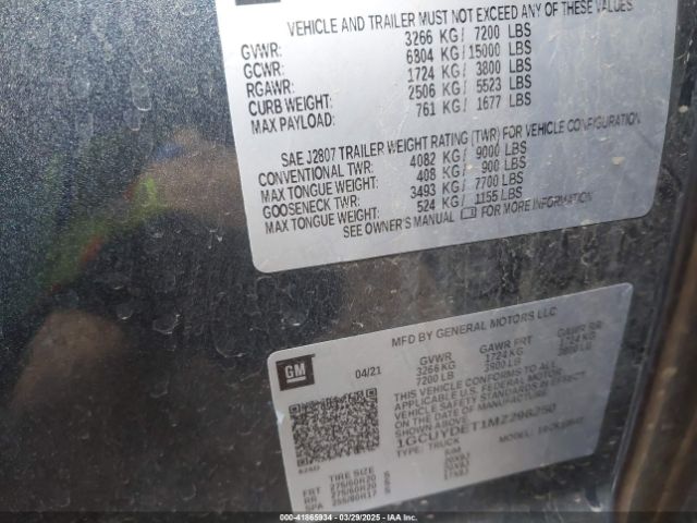1GCUYDET1MZ296250 Chevrolet Silverado 1500 4wd  Short Bed Lt