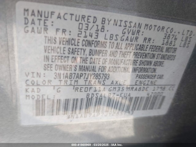 3N1AB7AP7JY285793 Nissan SENTRA S