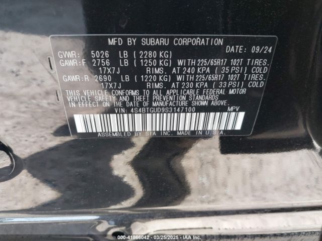 4S4BTGUD9S3147100 Subaru Outback Wilderness