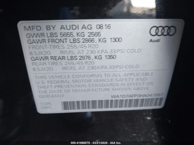 WA1D7AFP3HA041567 Audi Q5 3.0t Premium Plus