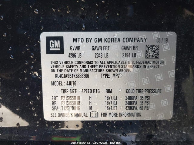 KL4CJASB1KB888306 Buick Encore Fwd Preferred