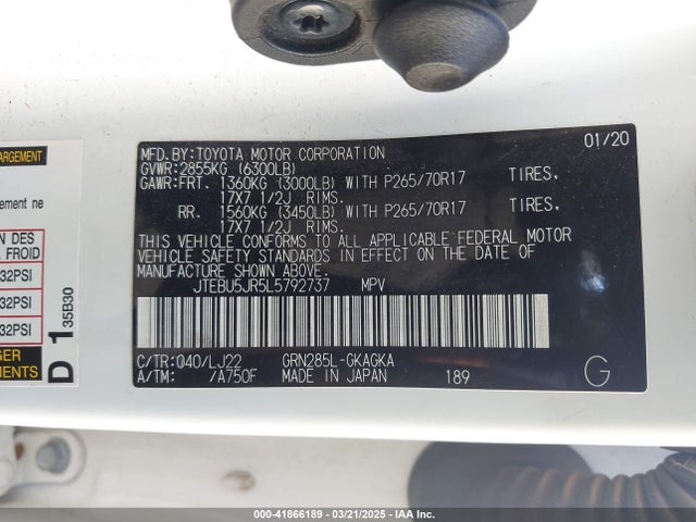 JTEBU5JR5L5792737 Toyota 4runner Venture
