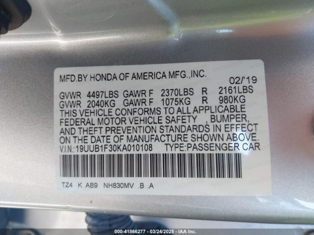 2019 ACURA TLX 19UUB1F30KA010108 Photo 8