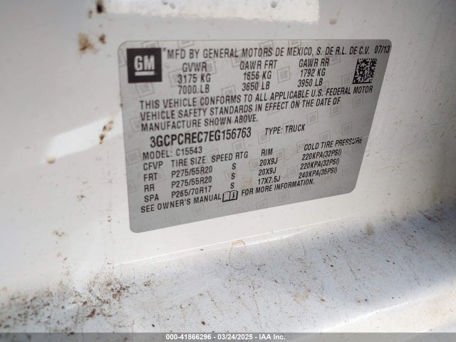 3GCPCREC7EG156763 Chevrolet Silverado 1500 1lt