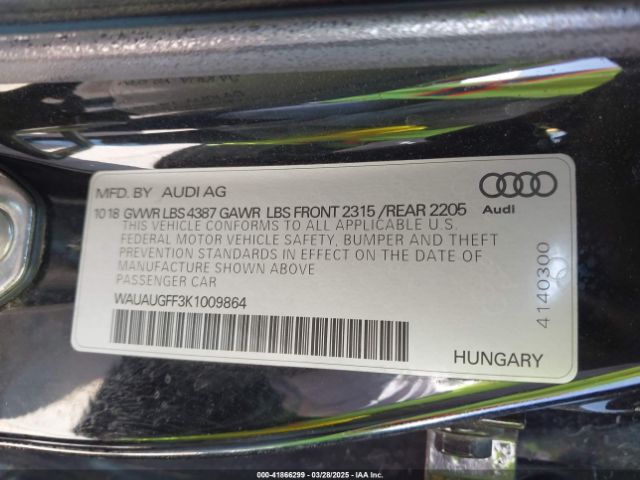 WAUAUGFF3K1009864 Audi A3 40 Premium/40 Titanium Premium
