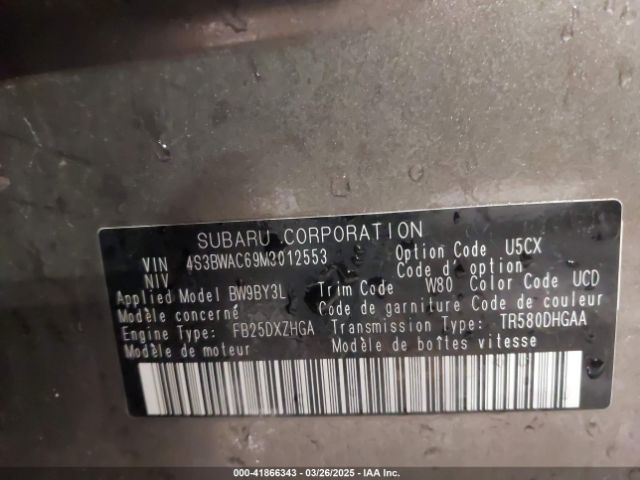 4S3BWAC69M3012553 Subaru Legacy Premium