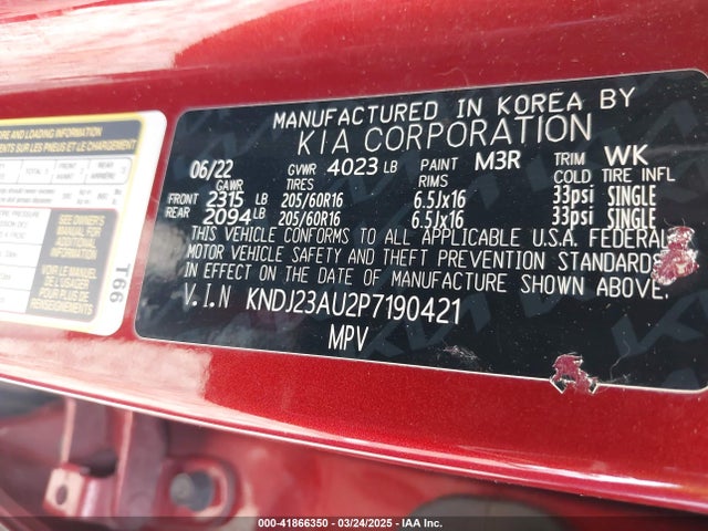 KNDJ23AU2P7190421 KIA mpi nu