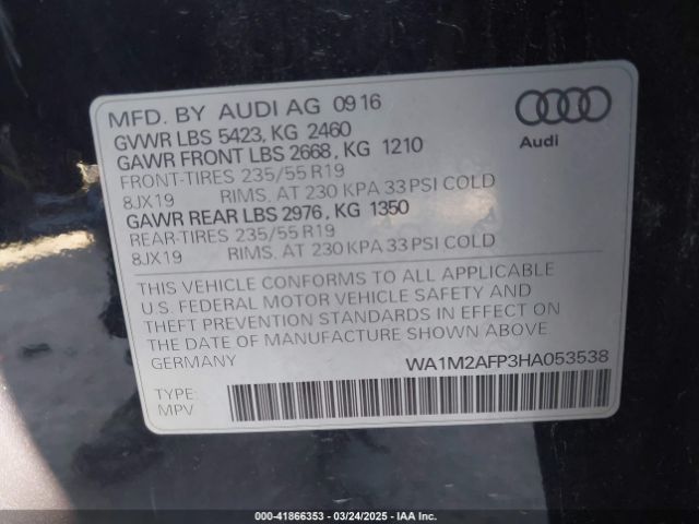 WA1M2AFP3HA053538 Audi Q5 2.0t Premium