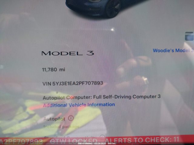 5YJ3E1EA2PF707893 Tesla Model 3 Rear-wheel Drive