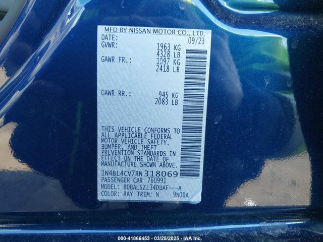 1N4BL4CV7RN318069 Nissan Altima Sr Fwd