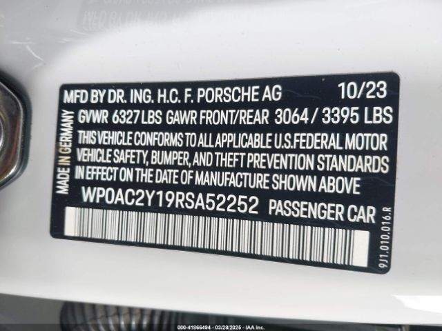 2024 PORSCHE TAYCAN WP0AC2Y19RSA52252 Photo 8