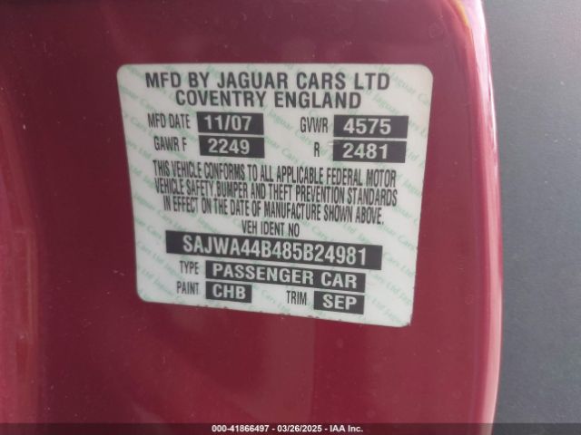 2008 JAGUAR XK SAJWA44B485B24981 Photo 8