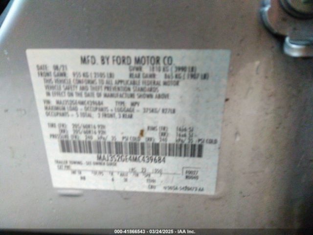 MAJ3S2GE4MC439684 Ford Ecosport Se
