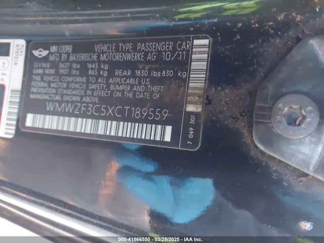 2012 MINI COOPER CLUBMAN WMWZF3C5XCT189559 Photo 8