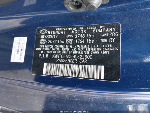 KMHTC6AD9HU322600 Hyundai Veloster Value Edition